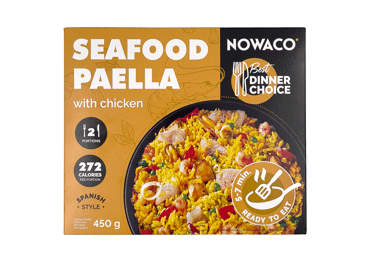 Šaldyta paelija NOWACO BEST DINNER CHOICE su jūrų gėrybėmis, 450 g