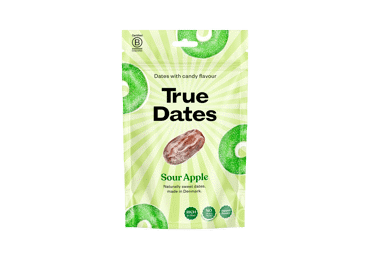 Datulės TRUE DATES SOUR APPLE, rūgščių obuolių skonio, 100 g