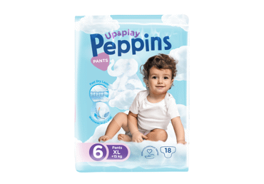 Sauskelnės-kelnaitės PEPPINS UP & PLAY 6 (15+ kg), 18 vnt.