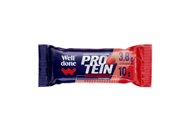 Glaistytas braškių skonio varškės sūrelis WELL DONE su kolagenu, 14,2 % rieb., 40 g