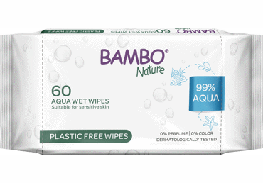 Drėgnosios kūdikių servetėlės AQUA BAMBO NATURE, 60 vnt.