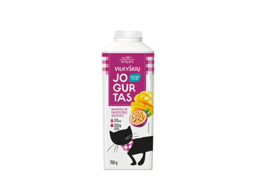 Yogurt VILVI, mango and passion fruit flavor, 2% fat, 750 g