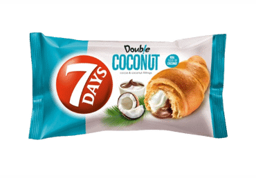 Raguolis 7 DAYS DOUBLE su kakavos ir kokosų skonių įdaru, 60 g