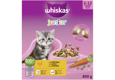 Сухой корм для кошек WHISKAS JUNIOR с курицей 800 г