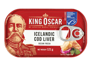 Menkių kepenėlės savo sultyse KING OSCAR, 121 g