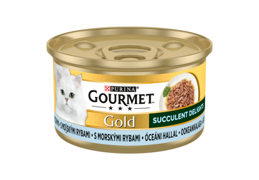 Konservuotas kačių ėdalas GOURMET GOLD su žuvimi, 85 g