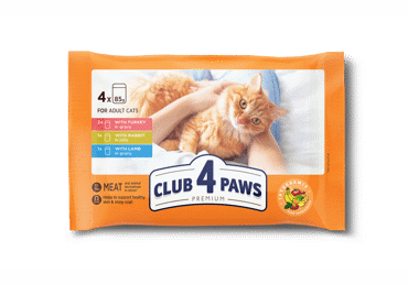 Club 4 Paws Premium with turkey, rabbit and lamb, canned food for adult cats, 4 x 85 g
