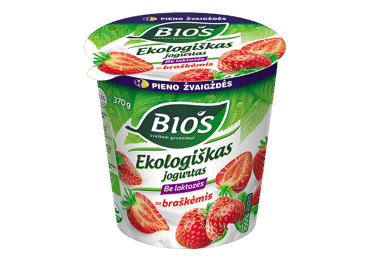 Органический йогурт с клубникой без лактозы BIOS, 3,1% жира, 370 г
