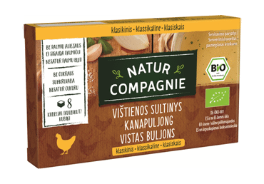 Ekologiškas vištienos sultinys NATUR COMPAGNIE (8 kub.), 88 g