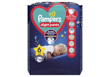 Sauskelnės-kelnaitės PAMPERS Night Pants, Value Pack, 6 dydis, 19 vnt.