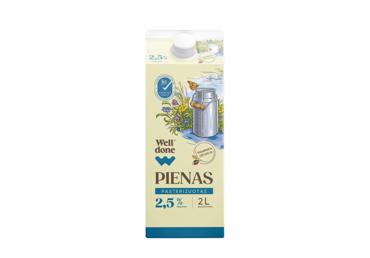 Pasterizuotas pienas WELL DONE, 2,5 % rieb., 2 l