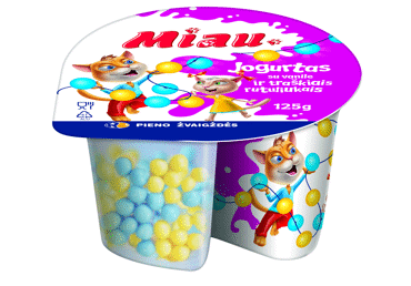 Jogurtas MIAU su vanile ir traškiais rutuliukais, 5 % rieb., 125 g