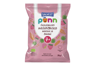 Organic corn snack PONN with strawberries, apples, from 7 months, 20 g