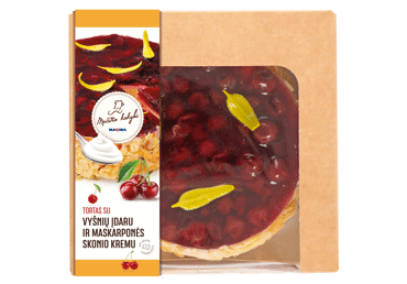 Cake with cherry filling and mascarpone flavor cream, small, 1 kg