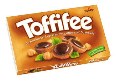 Karameliniai saldainiai TOFFIFEE su lazdynų riešutų kremu, 125 g