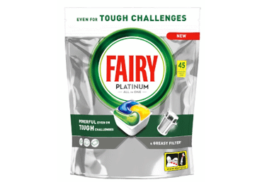 Automatinių indaplovių kapsulės FAIRY Platinum Lemon, 45vnt