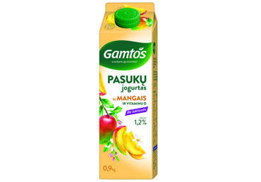 Pasukų jogurtas GAMTOS su mangais ir vitam. D, 1,2% r., be laktozės, 900 g