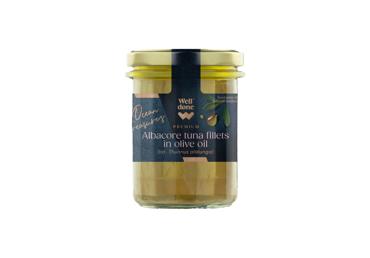 Baltųjų tunų filė alyvuogių aliejuje WELL DONE PREMIUM, 190 g