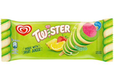 Fruit ice cream TWISTER GREEN, lemon and strawberry flavor, 71 g