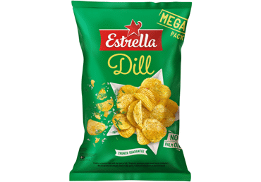 Волнистые картофельные чипсы ESTRELLA с укропом, 250 г