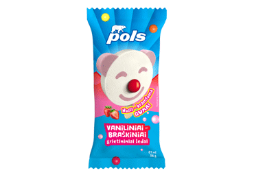 Valgomieji ledai POLS su kramtomąja guma, braškių skonio, 56 g