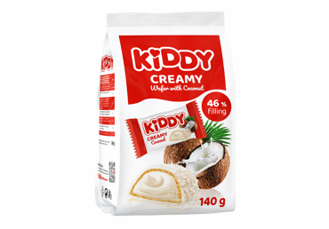 Вафельные конфеты KIDDY CREAMY COCONUT с кокосовой начинкой, 140 г