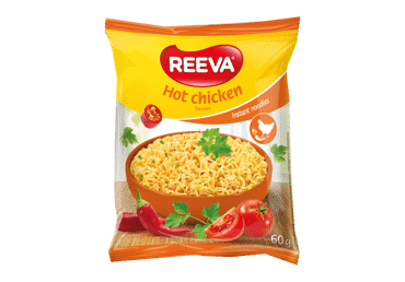 Greitai paruošiami aštrūs makaronai REEVA, vištienos skonio, 60 g