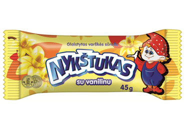 Glaistytas varškės sūrelis NYKŠTUKAS su vanilinu, 24,6% rieb., 45 g