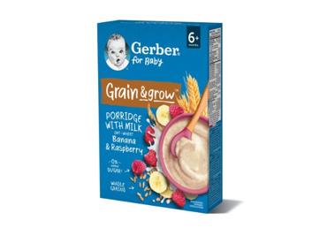 Porridge GERBER Grain & Grow, oat, banana and raspberry flavor, 200 g