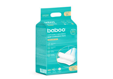 Vienkartiniai pervystymo paklotai BABOO®, 60 x 60 cm, 20 vnt.