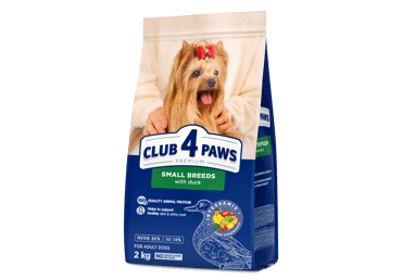 Club 4 Paws Premium полноценный сухой корм для взрослых собак мелких пород с уткой, 2 кг
