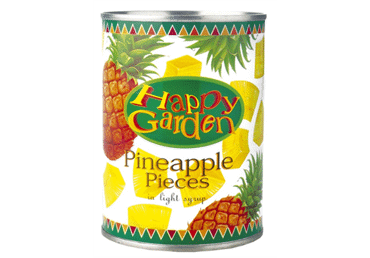 Konservuotų ananasų gabaliukai HAPPY GARDEN, 565 g