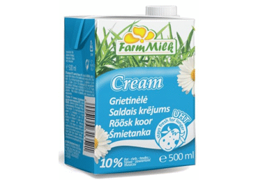 UAT grietinėlė FARM MILK, 10 % rieb., 500 ml