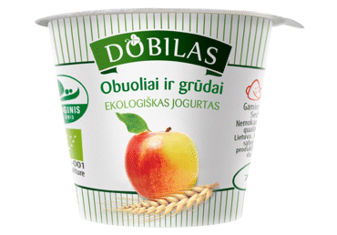 Съедобный органический йогурт DOBILAS с яблоками, 3,2% жира, 125 г