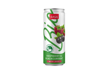 Organic raspberry and blackcurrant flavor drink with juice RASA BIO, 330 ml