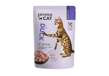 Canned cat food PRIMACAT, duck in sauce, 85 g