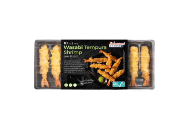 Šaldytos apkeptos krevetės su tempura, vasabiu, 250 g