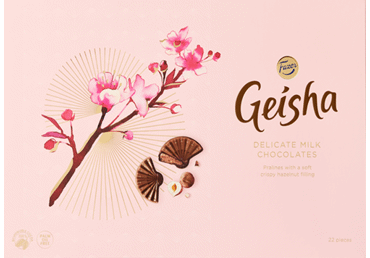 Pieninio šokolado saldainiai GEISHA su lazdynų riešutų įdaru, 185 g