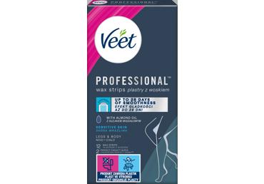 Kojų ir kūno depiliavimo vaško juostelės „Veet Easy Gel“, skirtos jautriai odai, 12 vnt.