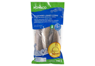 Frozen glazed Argentine pikeperch without heads and tails