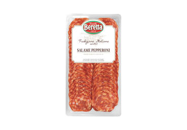 Vytintas pjaustytas BERETTA aštraus skonio saliamis PEPPERONI, nerūš., 80 g