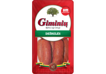 Горячекопченые сосиски GIMINIŲ UTENOS MĖSA, I r., 800 г
