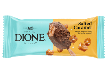 Ledai DIONE su sūdyta karamele ir belgišku šokoladu, 69 g