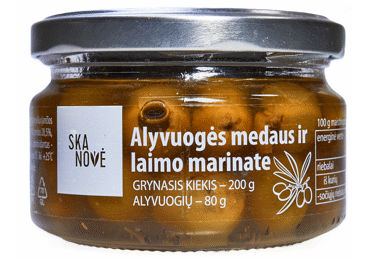 Оливки SKANOVĖ в маринаде с медом и зелеными лимонами, 200 g