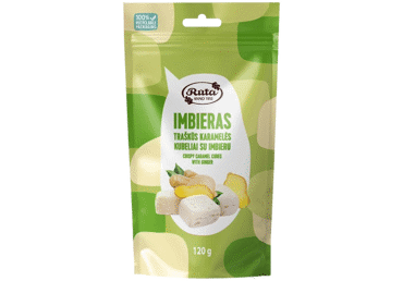 Traškūs karamelės kubeliai su imbieru RŪTA IMBIERAS, 120 g