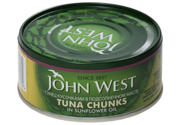 Tuna pieces JOHN WEST in oil, 145 g