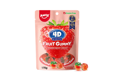 Gummy candies AMOS, strawberry flavor, 65 g