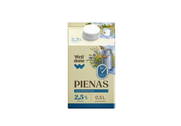 Pienas WELL DONE, 2,5 % rieb., 500 ml