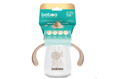 Gertuvė BABOO su silikoniniu šiaudeliu, nuo 9 mėn., 1 vnt.