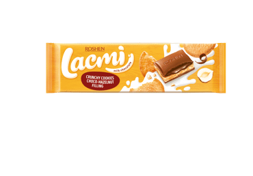 Молочный шоколад LACMI с ореховой начинкой и печеньем, 265 г